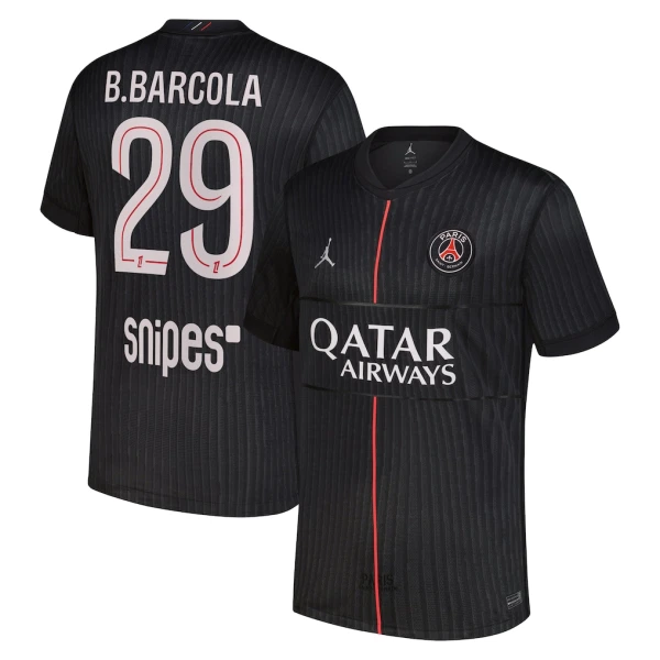 Maillot Paris Saint-Germain B. Barcola 29 Homme Fourth Jordan 2025-26 Maillot Paris Saint-Germain B. Barcola 29 Homme Fourth Jordan 2025-26