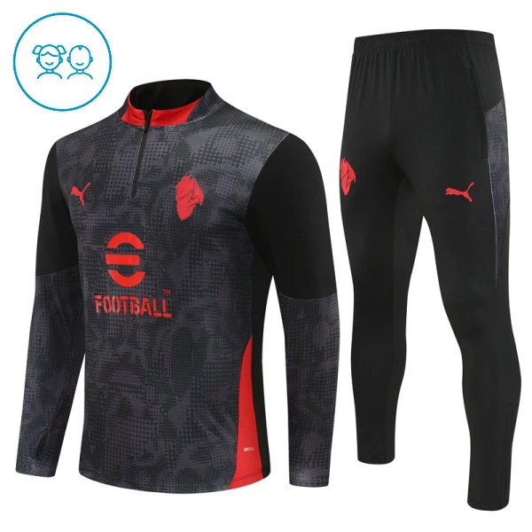 AC Milan Sweat d'Entraînement Enfant 2025-26 Quart-Zip Noire AC Milan Sweat d'Entraînement Enfant 2025-26 Quart-Zip Noire