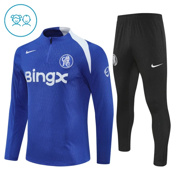 Chelsea Sweat d'Entraînement Enfant 2025-26 Quart-Zip Bleue Chelsea Sweat d'Entraînement Enfant 2025-26 Quart-Zip Bleue