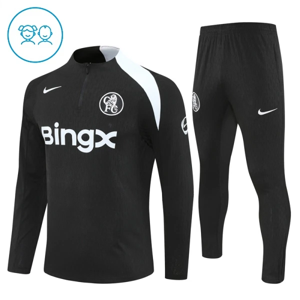 Chelsea Sweat d'Entraînement Enfant 2025-26 Quart-Zip Noire Chelsea Sweat d'Entraînement Enfant 2025-26 Quart-Zip Noire