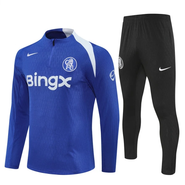 Chelsea Sweat d'Entraînement Homme 2025-26 Quart-Zip Bleue Chelsea Sweat d'Entraînement Homme 2025-26 Quart-Zip Bleue