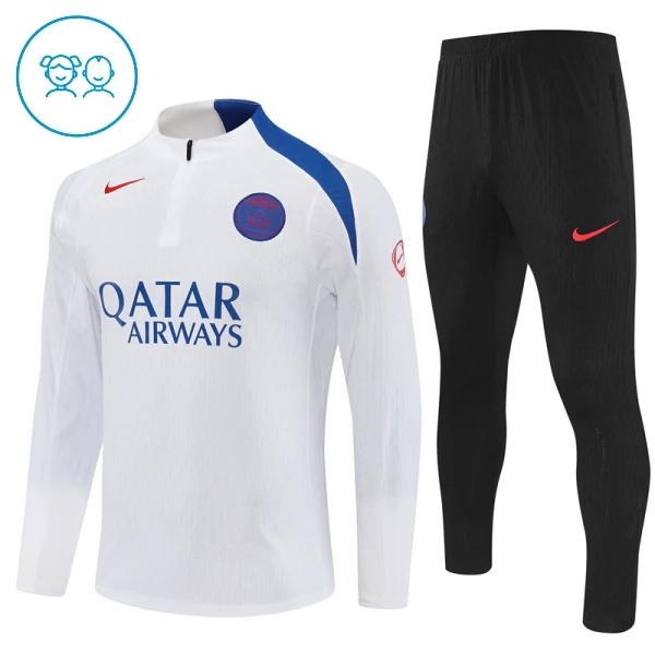 Paris Saint-Germain Sweat d'Entraînement Enfant 2025-26 Quart-Zip Blanche Paris Saint-Germain Sweat d'Entraînement Enfant 2025-26 Quart-Zip Blanche