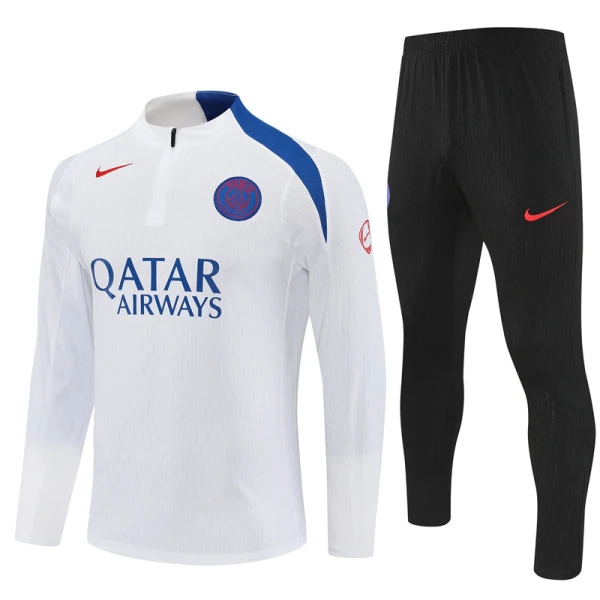 Paris Saint-Germain Sweat d'Entraînement Homme 2025-26 Quart-Zip Blanche Paris Saint-Germain Sweat d'Entraînement Homme 2025-26 Quart-Zip Blanche