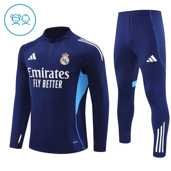 Real Madrid Sweat d'Entraînement Enfant 2025-26 Quart-Zip Navy Real Madrid Sweat d'Entraînement Enfant 2025-26 Quart-Zip Navy