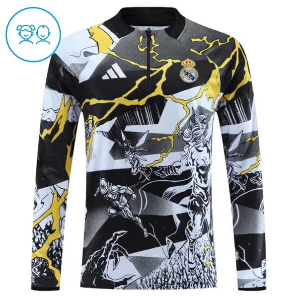 Real Madrid Marvel Sweat d'Entraînement Enfant 2026-27 Quart-Zip Noire