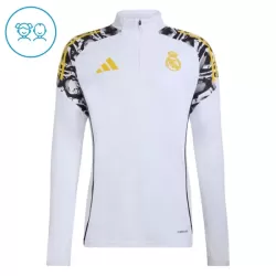Real Madrid Sweat d'Entraînement Enfant 2026-27 Quart-Zip Blanche