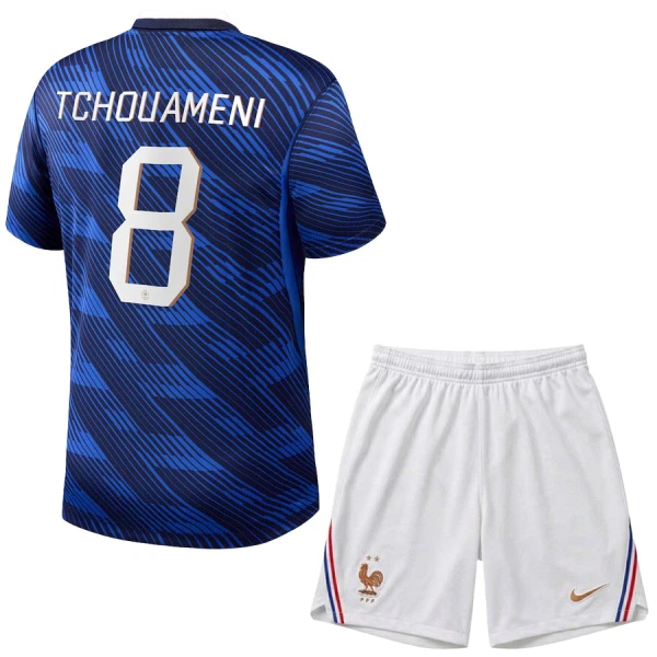 Maillot France Tchouameni 8 Enfant Domicile Coupe du Monde 2026