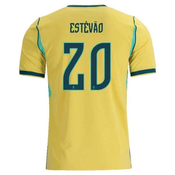 Maillot Brésil Estevao 20 Homme Domicile Coupe du Monde 2026