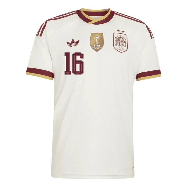 Maillot Espagne 2 Stars Rodrigo 16 Homme Extérieur Coupe du Monde 2026