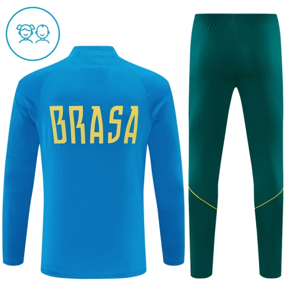 Brésil Sweat d'Entraînement Enfant 2026-27 Quart-Zip Bleue