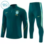 Brésil Sweat d'Entraînement Enfant 2026-27 Quart-Zip Verte