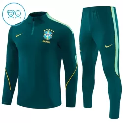 Brésil Sweat d'Entraînement Enfant 2026-27 Quart-Zip Verte Brésil Sweat d'Entraînement Enfant 2026-27 Quart-Zip Verte
