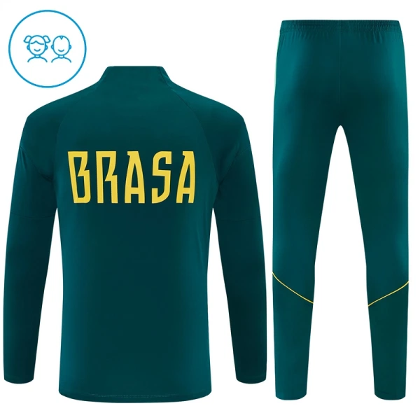 Brésil Sweat d'Entraînement Enfant 2026-27 Quart-Zip Verte