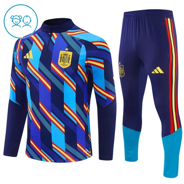 Espagne Sweat d'Entraînement Enfant 2026-27 Quart-Zip Bleue Espagne Sweat d'Entraînement Enfant 2026-27 Quart-Zip Bleue