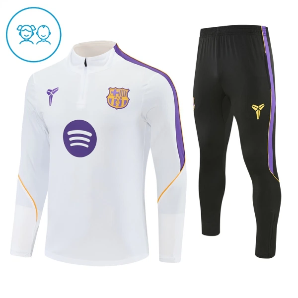 FC Barcelone Sweat d'Entraînement Enfant 2026-27 Quart-Zip Blanche FC Barcelone Sweat d'Entraînement Enfant 2026-27 Quart-Zip Blanche
