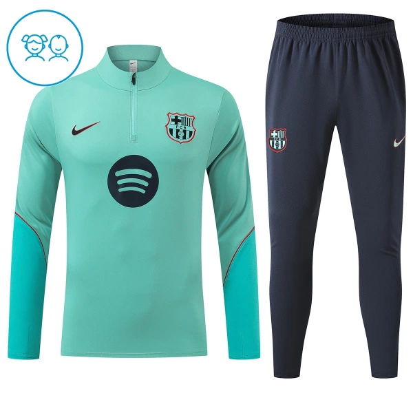 FC Barcelone Sweat d'Entraînement Enfant 2026-27 Quart-Zip Verte FC Barcelone Sweat d'Entraînement Enfant 2026-27 Quart-Zip Verte
