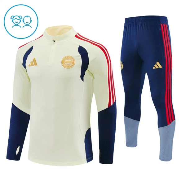 FC Bayern Munich Sweat d'Entraînement Enfant 2026-27 Quart-Zip Blanche FC Bayern Munich Sweat d'Entraînement Enfant 2026-27 Quart-Zip Blanche