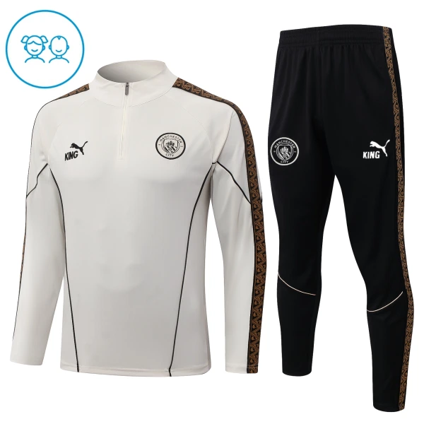 Manchester City Sweat d'Entraînement Enfant 2026-27 Quart-Zip Gris Manchester City Sweat d'Entraînement Enfant 2026-27 Quart-Zip Gris