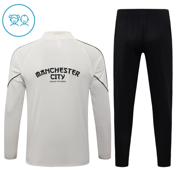 Manchester City Sweat d'Entraînement Enfant 2026-27 Quart-Zip Gris