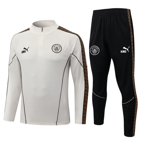 Manchester City Sweat d'Entraînement Homme 2026-27 Quart-Zip Gris