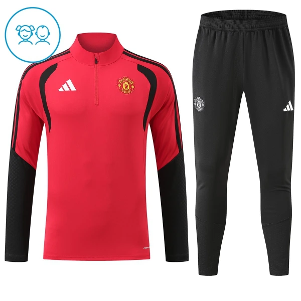 Manchester United Sweat d'Entraînement Enfant 2026-27 Quart-Zip Rouge Manchester United Sweat d'Entraînement Enfant 2026-27 Quart-Zip Rouge