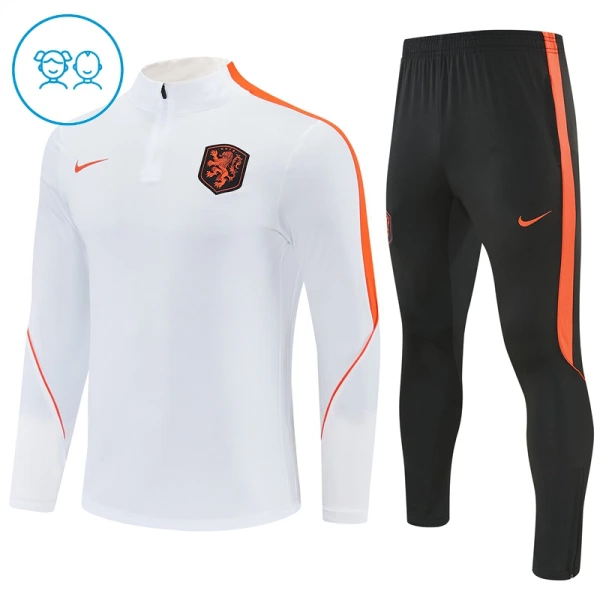Pays-Bas Sweat d'Entraînement Enfant 2026-27 Quart-Zip Blanche