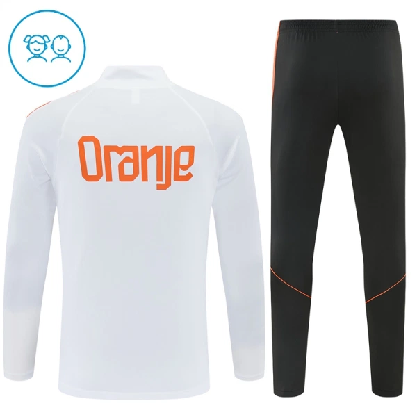 Pays-Bas Sweat d'Entraînement Enfant 2026-27 Quart-Zip Blanche
