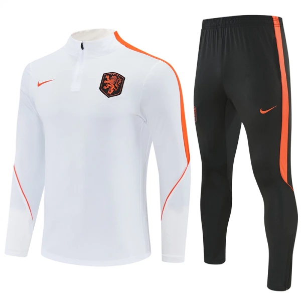 Pays-Bas Sweat d'Entraînement Homme 2026-27 Quart-Zip Blanche Pays-Bas Sweat d'Entraînement Homme 2026-27 Quart-Zip Blanche