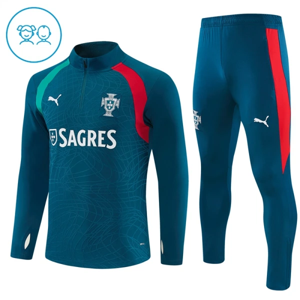 Portugal Sweat d'Entraînement Enfant 2026-27 Quart-Zip Bleue Portugal Sweat d'Entraînement Enfant 2026-27 Quart-Zip Bleue