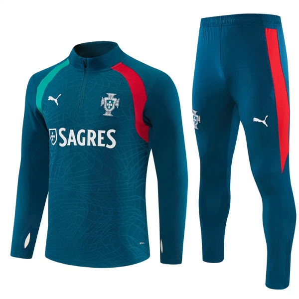 Portugal Sweat d'Entraînement Homme 2026-27 Quart-Zip Bleue Portugal Sweat d'Entraînement Homme 2026-27 Quart-Zip Bleue