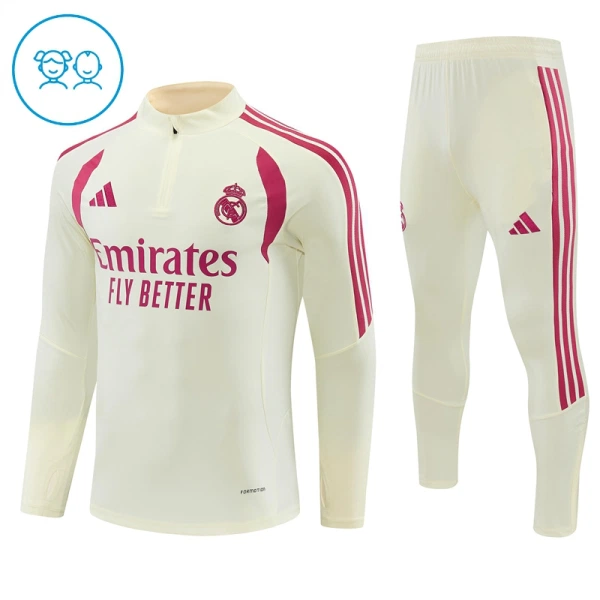 Real Madrid Sweat d'Entraînement Enfant 2026-27 Quart-Zip Blanche Real Madrid Sweat d'Entraînement Enfant 2026-27 Quart-Zip Blanche