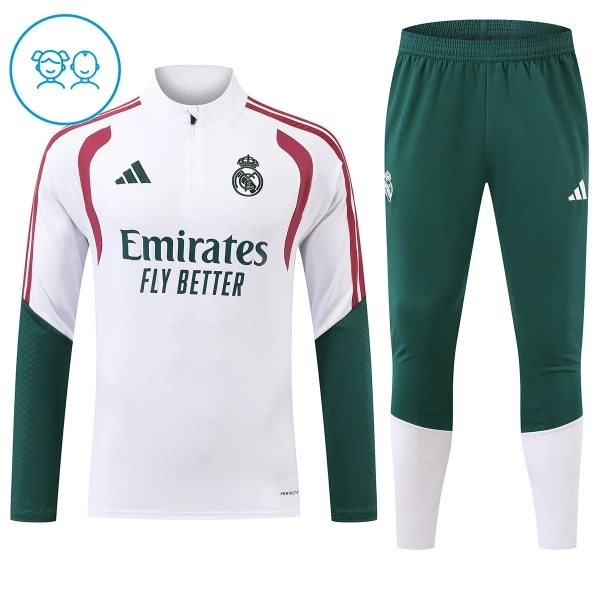 Real Madrid Sweat d'Entraînement Enfant 2026-27 Quart-Zip Blanche Real Madrid Sweat d'Entraînement Enfant 2026-27 Quart-Zip Blanche