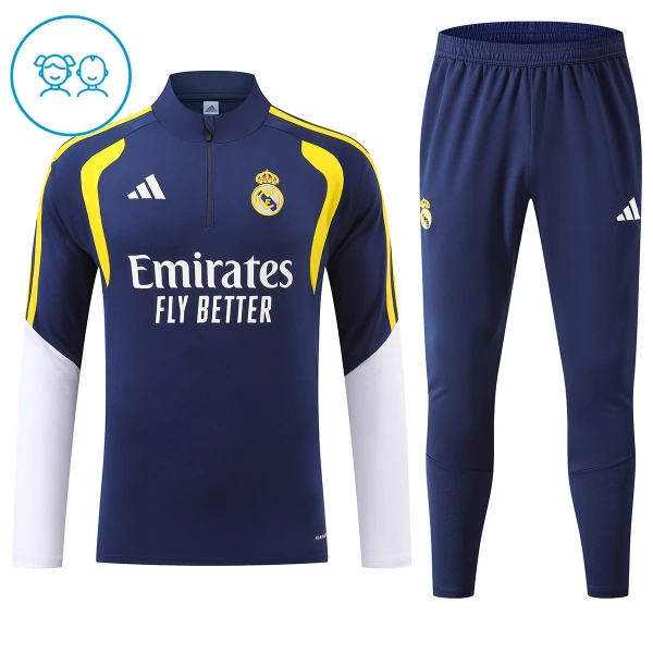 Real Madrid Sweat d'Entraînement Enfant 2026-27 Quart-Zip Bleue