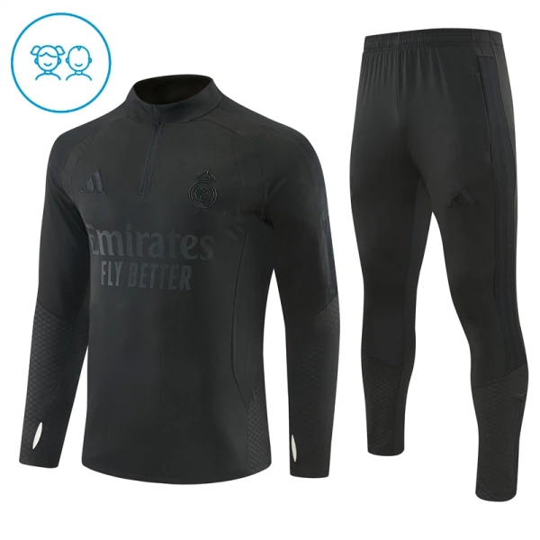 Real Madrid Sweat d'Entraînement Enfant 2026-27 Quart-Zip Noire Real Madrid Sweat d'Entraînement Enfant 2026-27 Quart-Zip Noire