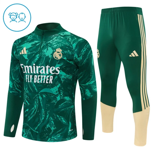 Real Madrid Sweat d'Entraînement Enfant 2026-27 Quart-Zip Verte