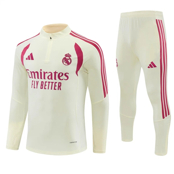 Real Madrid Sweat d'Entraînement Homme 2026-27 Quart-Zip Blanche Real Madrid Sweat d'Entraînement Homme 2026-27 Quart-Zip Blanche