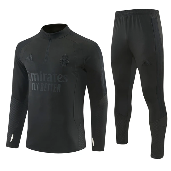 Real Madrid Sweat d'Entraînement Homme 2026-27 Quart-Zip Noire Real Madrid Sweat d'Entraînement Homme 2026-27 Quart-Zip Noire
