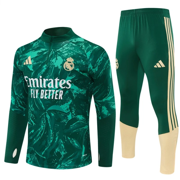 Real Madrid Sweat d'Entraînement Homme 2026-27 Quart-Zip Verte Real Madrid Sweat d'Entraînement Homme 2026-27 Quart-Zip Verte
