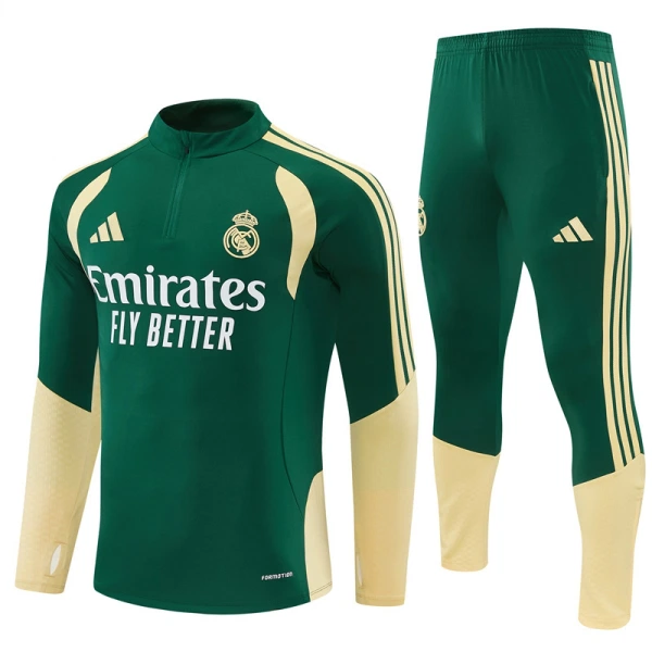 Real Madrid Sweat d'Entraînement Homme 2026-27 Quart-Zip Verte